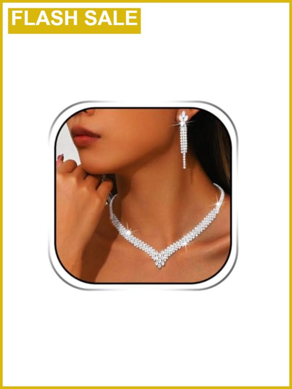 Crystal Rhinestone Jewelry Set Wedding Necklace Earrings for Women